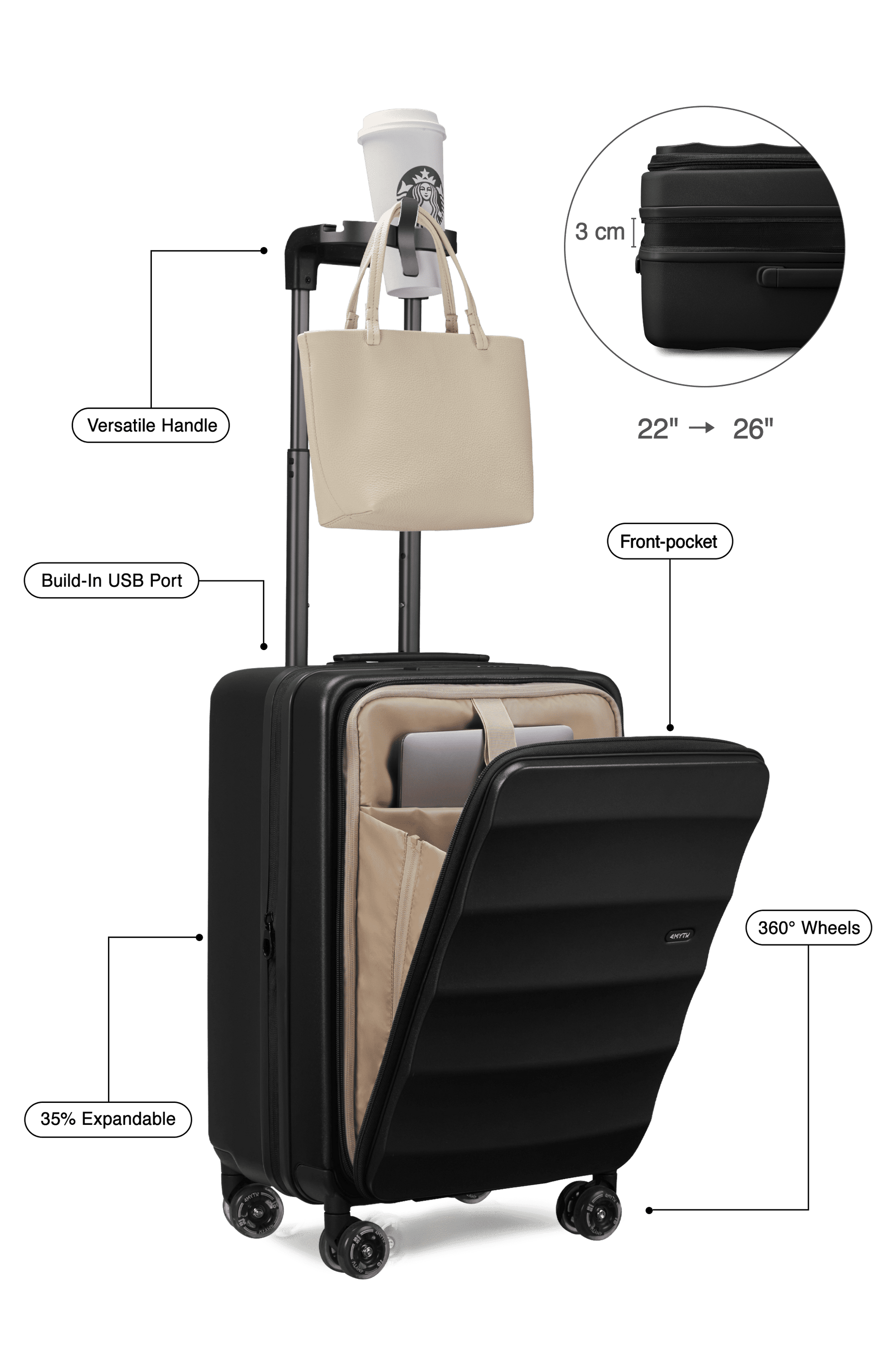 Bigger Tank Carry-On in Jet Black